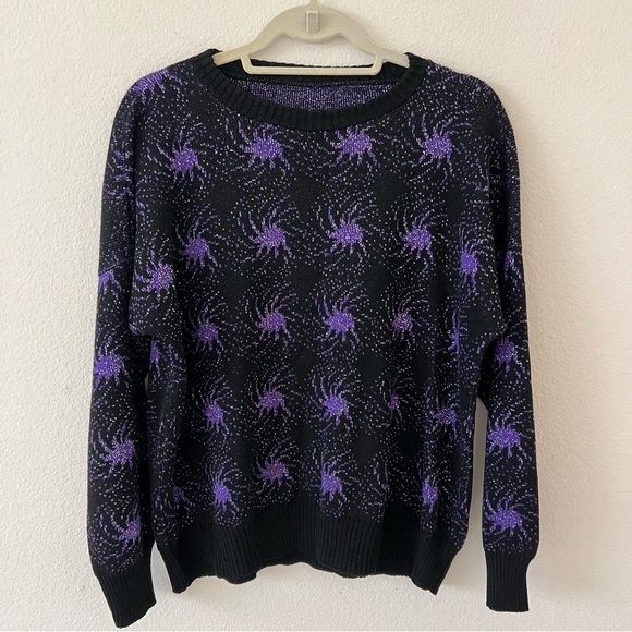 Vintage Sweaters - Vintage Funky Whimsygoth Metallic Reversible Grandmacore Sweater SZ L/XL